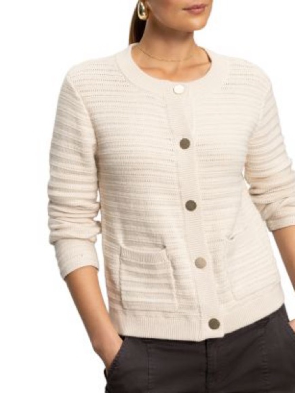 Sanctuary Soft Cream Button-Front Cardigan